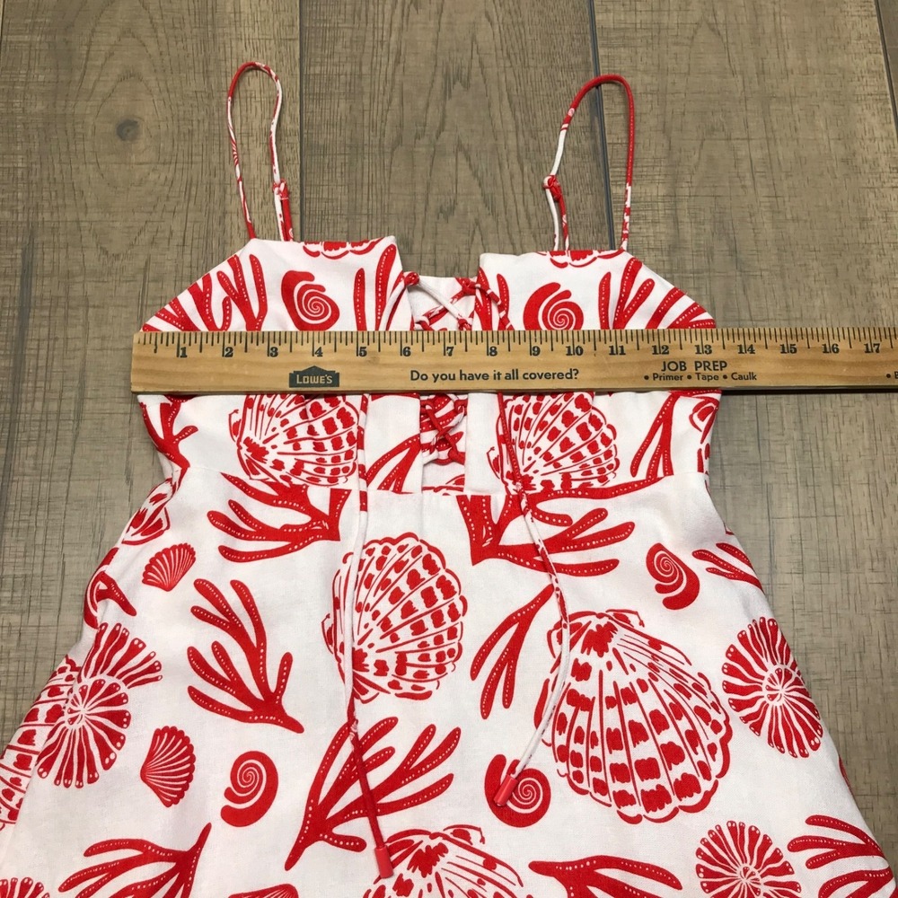 Calypso St. Barth Maxi Dress Womens Sz XS Red Shell Coral Linen Blend Beach Sea - Picture 11 of 12